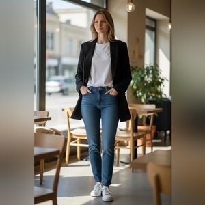 Zara Women Double Breasted Blazer With Front Pocket Size M-L